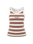 Canotta da donna MC2 Saint Barth bianco e marrone con motivo a righe AAD001 02675L MC2 ST. BARTH 