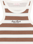 Canotta da donna MC2 Saint Barth bianco e marrone con motivo a righe AAD001 02675L MC2 ST. BARTH 