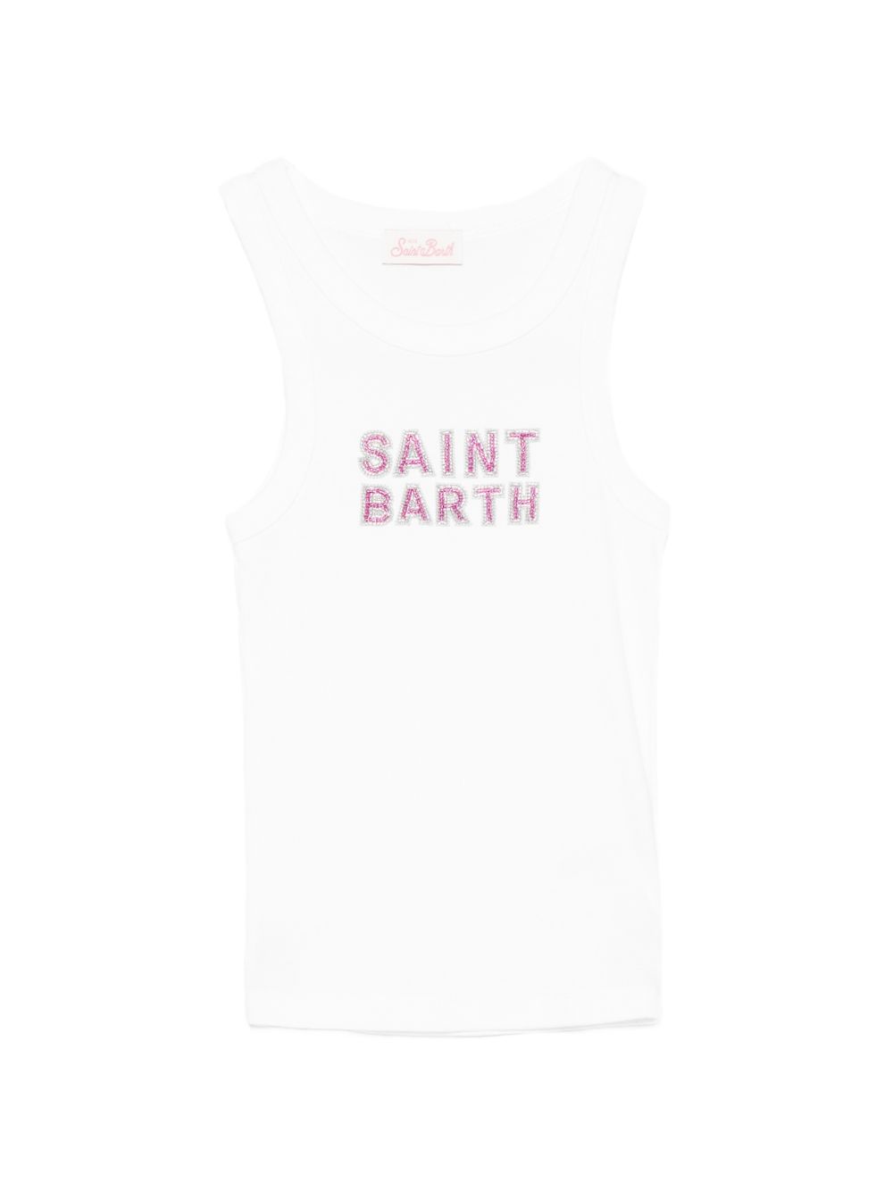 Canotta per donna MC2 Saint Barth bianca con logo glitterato AAD001 08543L MC2 ST. BARTH 