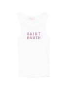 Canotta per donna MC2 Saint Barth bianca con logo glitterato AAD001 08543L MC2 ST. BARTH 