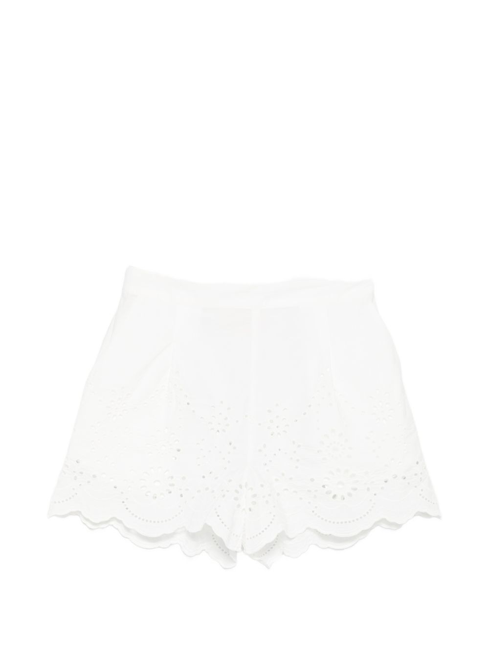 Shorts per donna MC2 Saint Barth bianchi con dettagli ricamati in pizzo sangallo AMN0001 01315L MC2 ST. BARTH 