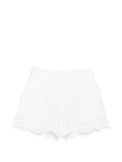 Shorts per donna MC2 Saint Barth bianchi con dettagli ricamati in pizzo sangallo AMN0001 01315L MC2 ST. BARTH 