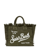 Borsa tote Colette MC2 Saint Barth verde in lino con frange COL0018 00144L MC2 ST. BARTH KIDS 