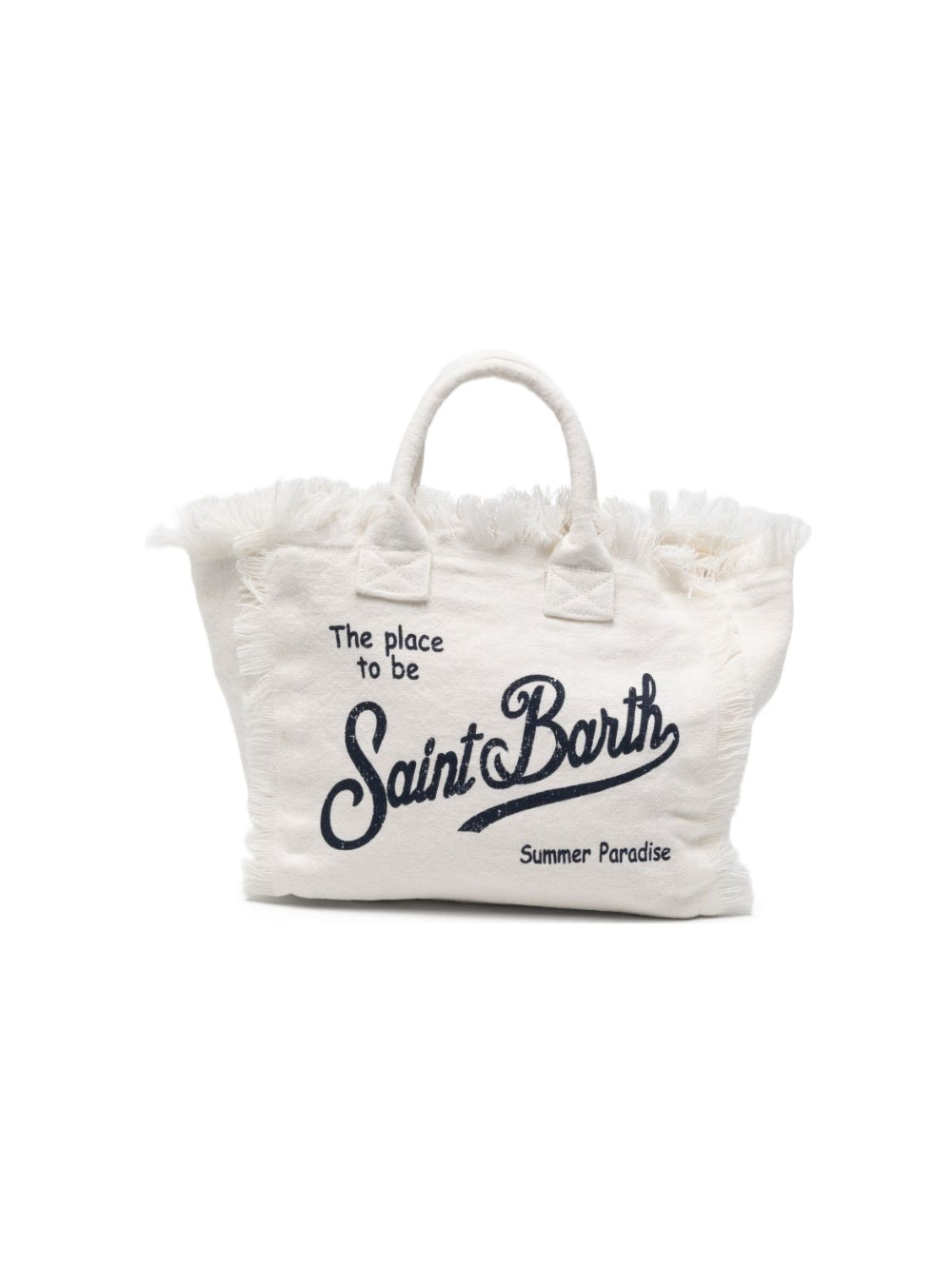 Borsa tote Colette MC2 Saint Barth bianco in lino con frange COL0018 00405L MC2 ST. BARTH KIDS 