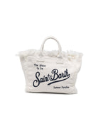 Borsa tote Colette MC2 Saint Barth bianco in lino con frange COL0018 00405L MC2 ST. BARTH KIDS 