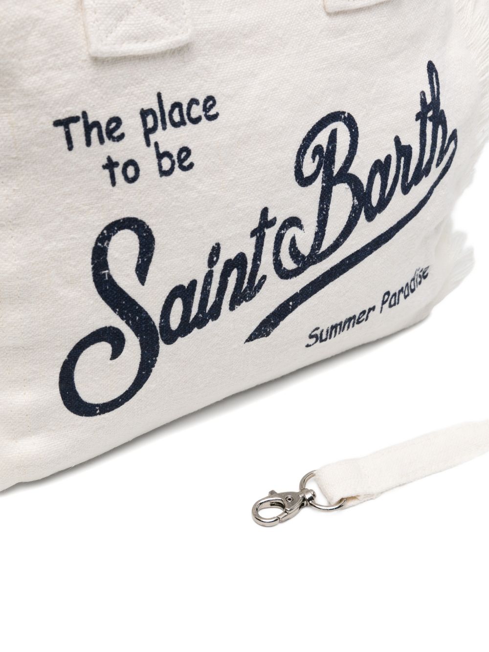 Borsa tote Colette MC2 Saint Barth bianco in lino con frange COL0018 00405L MC2 ST. BARTH KIDS 