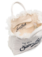 Borsa tote Colette MC2 Saint Barth bianco in lino con frange COL0018 00405L MC2 ST. BARTH KIDS 