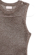 Abito lungo da donna Eileen MC2 Saint Barth marrone a maglia traforata EIE0001 09459L MC2 ST. BARTH 