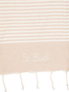 Telo mare MC2 Saint Barth beige e bianco con motivo a righe FOUT012 07694L MC2 ST. BARTH 