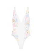 Costume intero per donna MC2 Saint Barth bianco con stampa floreale MAVI001 03508L MC2 ST. BARTH 