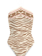 Costume intero da donna MC2 Saint Barth beige con stampa animalier MRYE001 09095L MC2 ST. BARTH 
