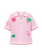 Polo per donna MC2 Saint Barth rosa con patch applicati PIX0001 03562L MC2 ST. BARTH 