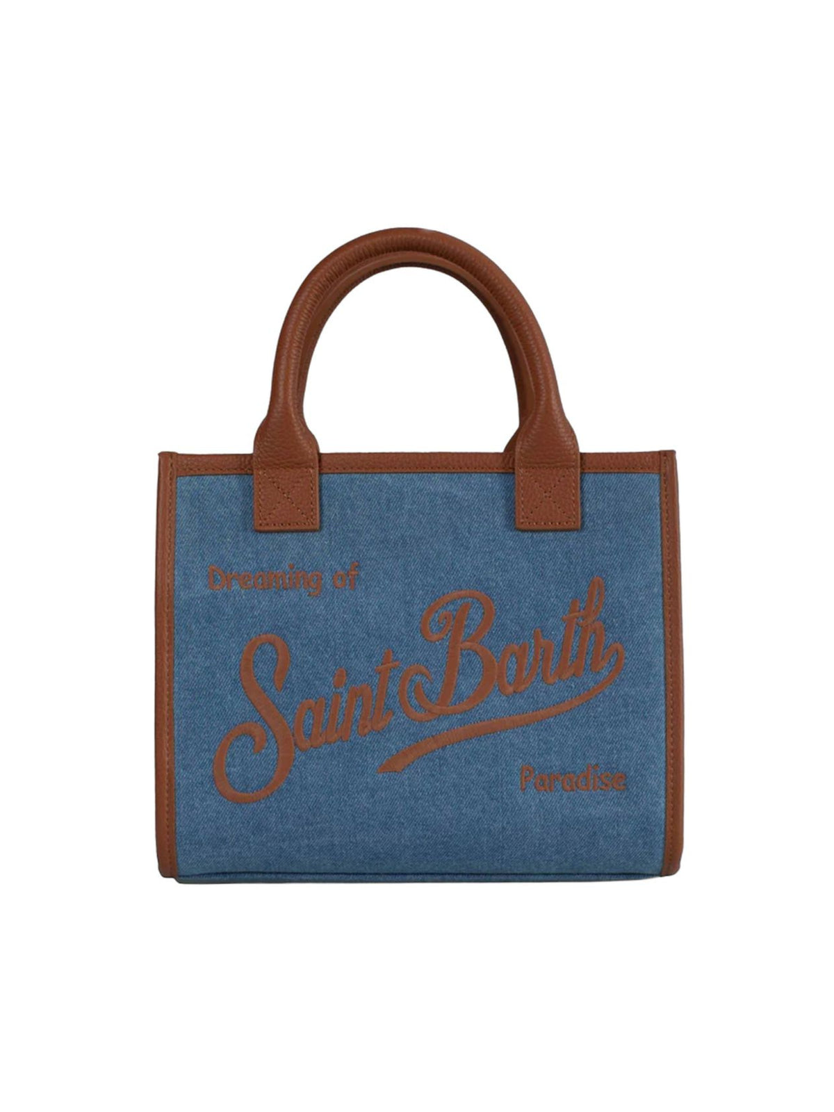 Borsa a tracolla Vanity Midi Denim MC2 Saint Barth blu con logo ricamato VANMD001 01515L MC2 ST. BARTH KIDS 