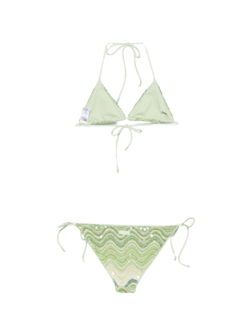Bikini per donna MC2 Saint Barth verde a maglia a zigzag con paillettes VIR0001 01209L MC2 ST. BARTH 