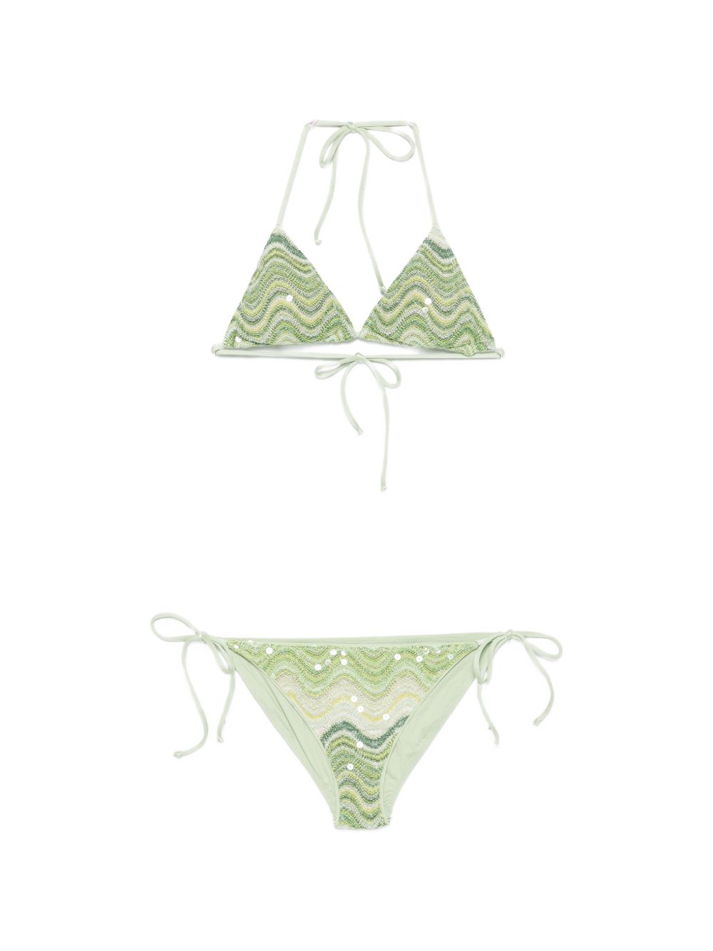Bikini per donna MC2 Saint Barth verde a maglia a zigzag con paillettes VIR0001 01209L MC2 ST. BARTH 