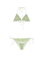 Bikini per donna MC2 Saint Barth verde a maglia a zigzag con paillettes VIR0001 01209L MC2 ST. BARTH 