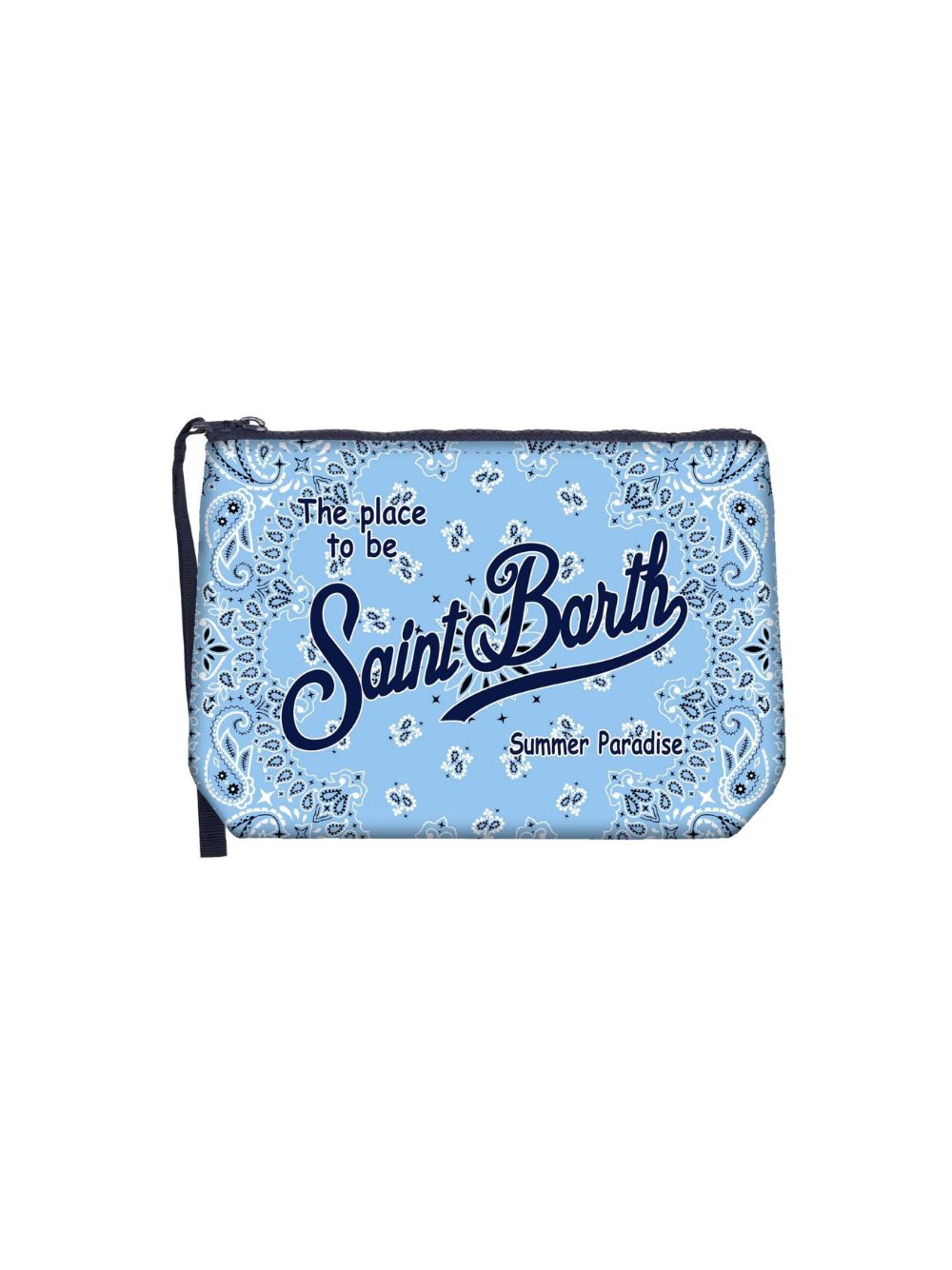 Pochette Aline MC2 Saint Barth azzurra con stampa grafica all-over ALIN001 03136L MC2 ST. BARTH KIDS 