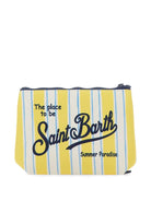 Pochette Aline MC2 Saint Barth bianca e gialla con motivo a righe ALIN001 03281L MC2 ST. BARTH KIDS 