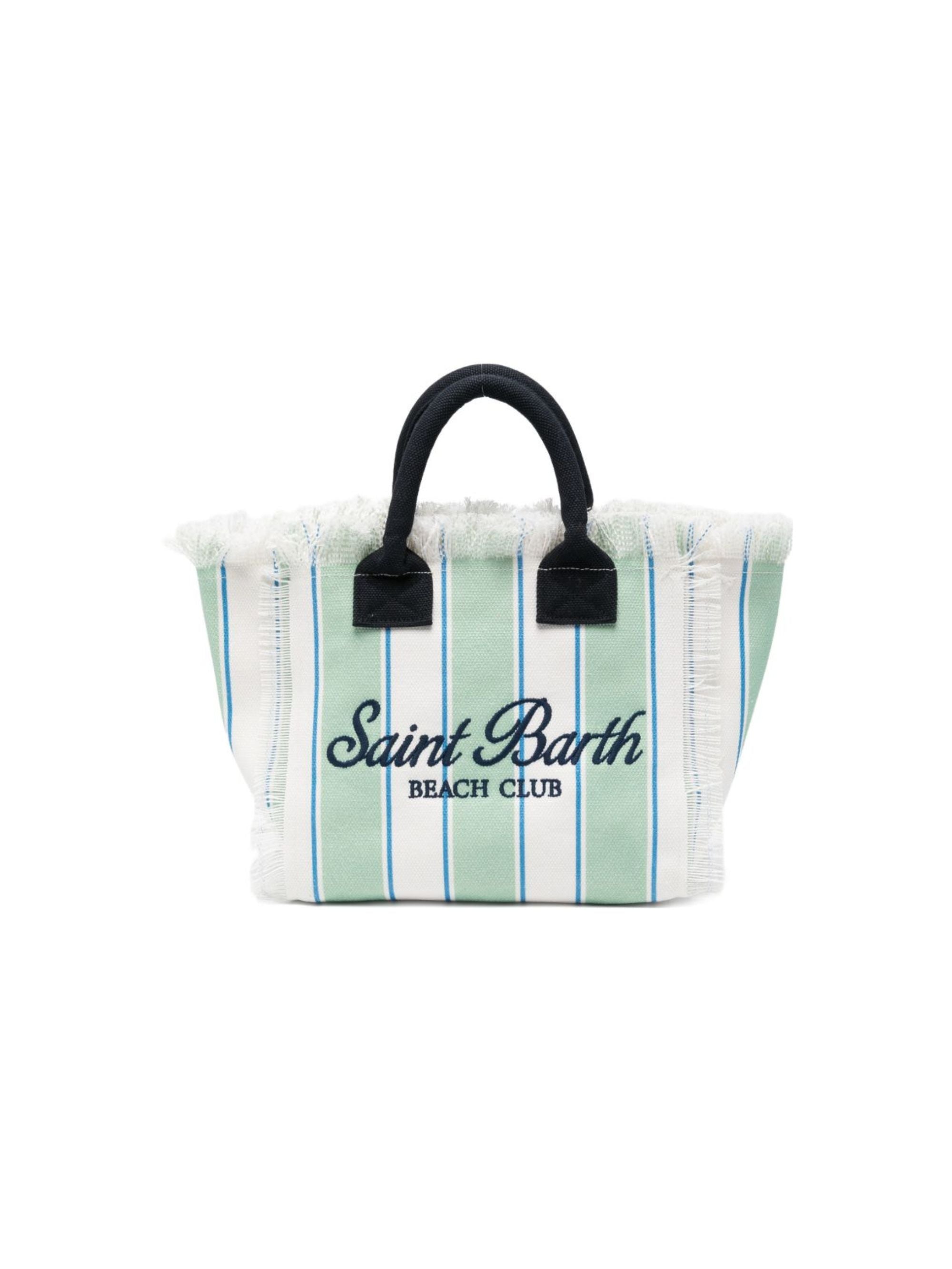 Borsa Colette MC2 Saint Barth bianca e verde con motivo a righe COL0001 00937L MC2 ST. BARTH KIDS 