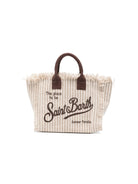 Borsa Colette MC2 Saint Barth bianca e beige con motivo a righe COL0001 03450L MC2 ST. BARTH KIDS 