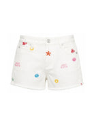 Shorts per bambina MC2 Saint Barth Kids bianchi con ricami marini KOK0001 03325L MC2 ST. BARTH KIDS 
