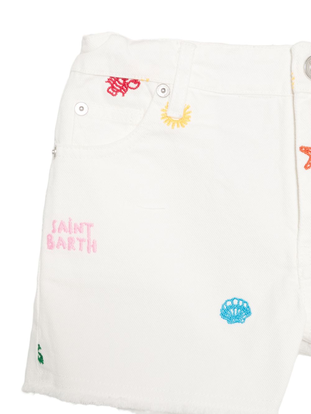 Shorts per bambina MC2 Saint Barth Kids bianchi con ricami marini KOK0001 03325L MC2 ST. BARTH KIDS 