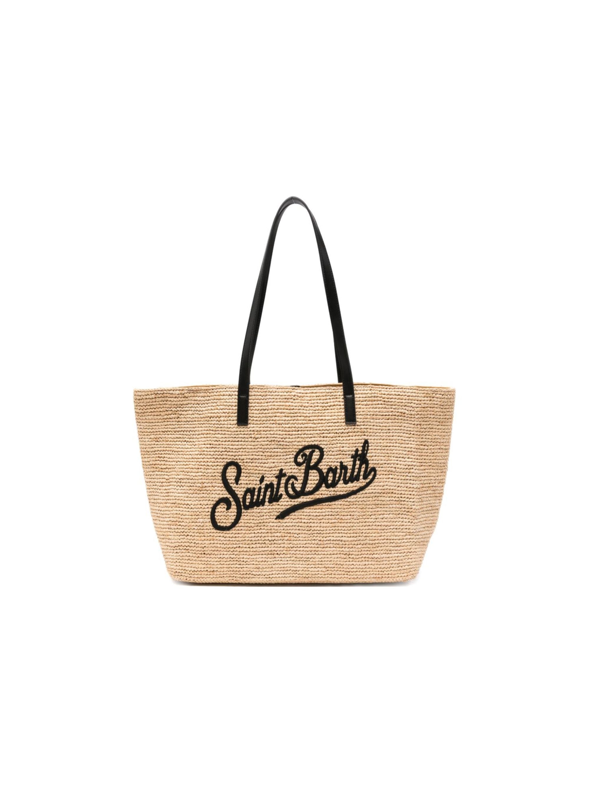 Borsa Rafia City MC2 Saint Barth beige con ricamo logo RAFC001 00421L MC2 ST. BARTH KIDS 