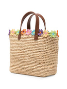 Borsa Mini City MC2 Saint Barth beige con finiture ricamate a fiori RAFC003 02679L MC2 ST. BARTH KIDS 