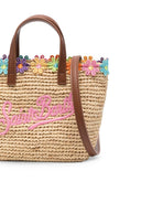 Borsa Mini City MC2 Saint Barth beige con finiture ricamate a fiori RAFC003 02679L MC2 ST. BARTH KIDS 