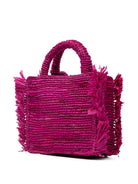 Borsa Vanity Mini MC2 Saint Barth fucsia in rafia con nappa VAMI017 00453L MC2 ST. BARTH KIDS 