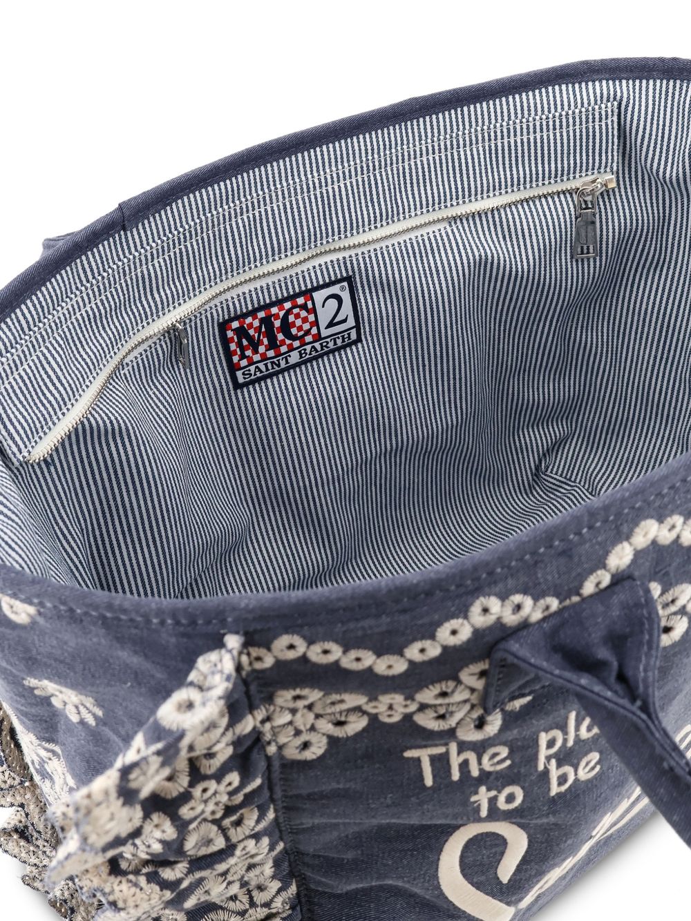 Borsa Vanity MC2 Saint Barth in denim con pizzo sangallo VANI0029 00485L MC2 ST. BARTH KIDS 
