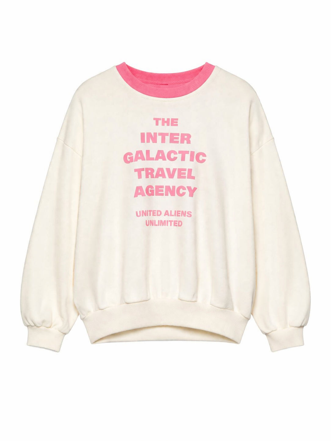 Felpa per bambina Mini Rodini beige con scritta "The inter galactic travel agency" sul davanti 26220168 OFF WHITE MINI RODINI KIDS 