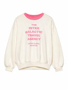 Felpa per bambina Mini Rodini beige con scritta "The inter galactic travel agency" sul davanti 26220168 OFF WHITE MINI RODINI KIDS 