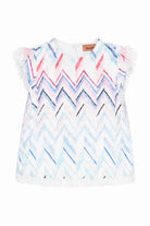 T-shirt per bambina Missoni Kids bianca con motivo a chevron MY5A51 U0253 600RS MISSONI KIDS 
