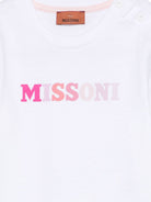 T-shirt per neonata Missoni Kids bianca con stampa logo sul davanti MY8021 Z3672 100 MISSONI KIDS 