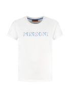 T-shirt per bambina Missoni Kids bianca con logo sul davanti MY8A41 Z3672 100 MISSONI KIDS 