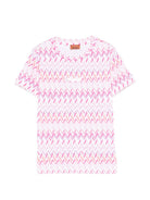 T-shirt per bambina Missoni Kids rosa con motivo a zigzag MY8A71 Z3676 100FU MISSONI KIDS 