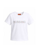 T-shirt per bambina Missoni Kids bianca con stampa logo<BR/> MY8A81 Z3672 100 MISSONI KIDS 