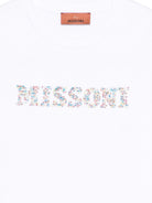 T-shirt per bambina Missoni Kids bianca con stampa logo<BR/> MY8A81 Z3672 100 MISSONI KIDS 