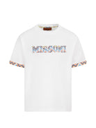 T-shirt per bambino Missoni Kids bianca con dettaglio logo a zigzag MY8P11 Z3672 100MC MISSONI KIDS 