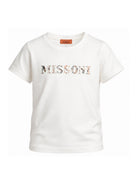 T-shirt per bambino Missoni Kids bianca con logo ricamato MY8P51 Z3672 102 MISSONI KIDS 