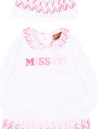 Set tutina e cappellino per neonata Missoni Kids bianco con motivo a zigzag MYB010 Z3672 100FU MISSONI KIDS 