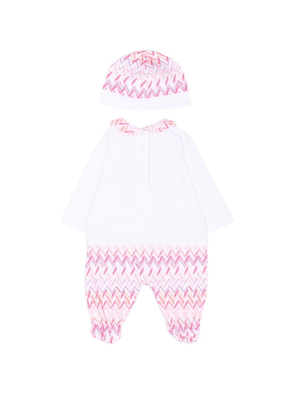 Set tutina e cappellino per neonata Missoni Kids bianco con motivo a zigzag MYB010 Z3672 100FU MISSONI KIDS 