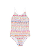 Costume intero per bambina Missoni Kids multicolore con design a chevron MYCA79 Q0107 999 MISSONI KIDS 