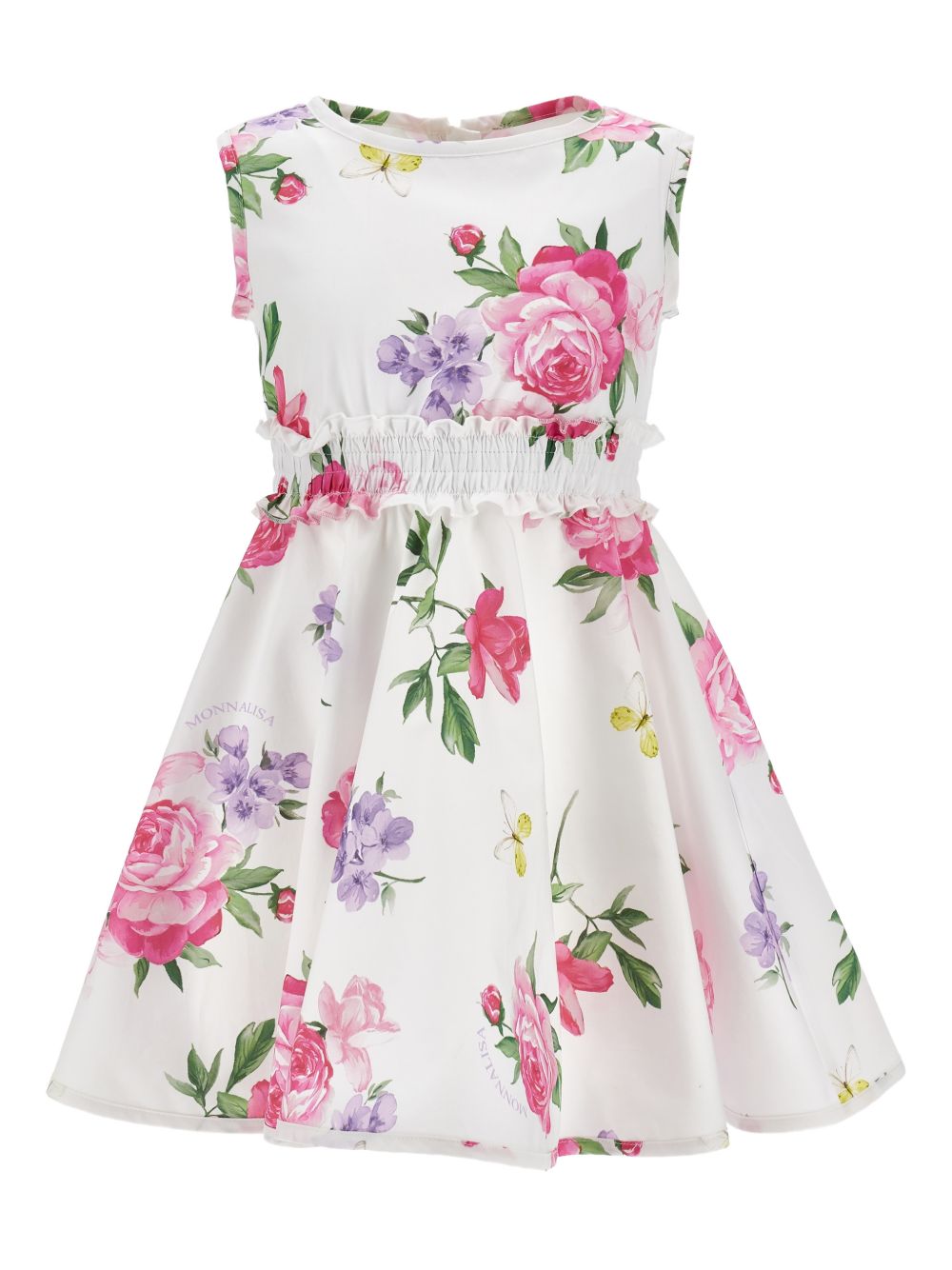 Abito per bambina Monnalisa bianco con stampa a fiori 11G908 7621 0099 MONNALISA KIDS 