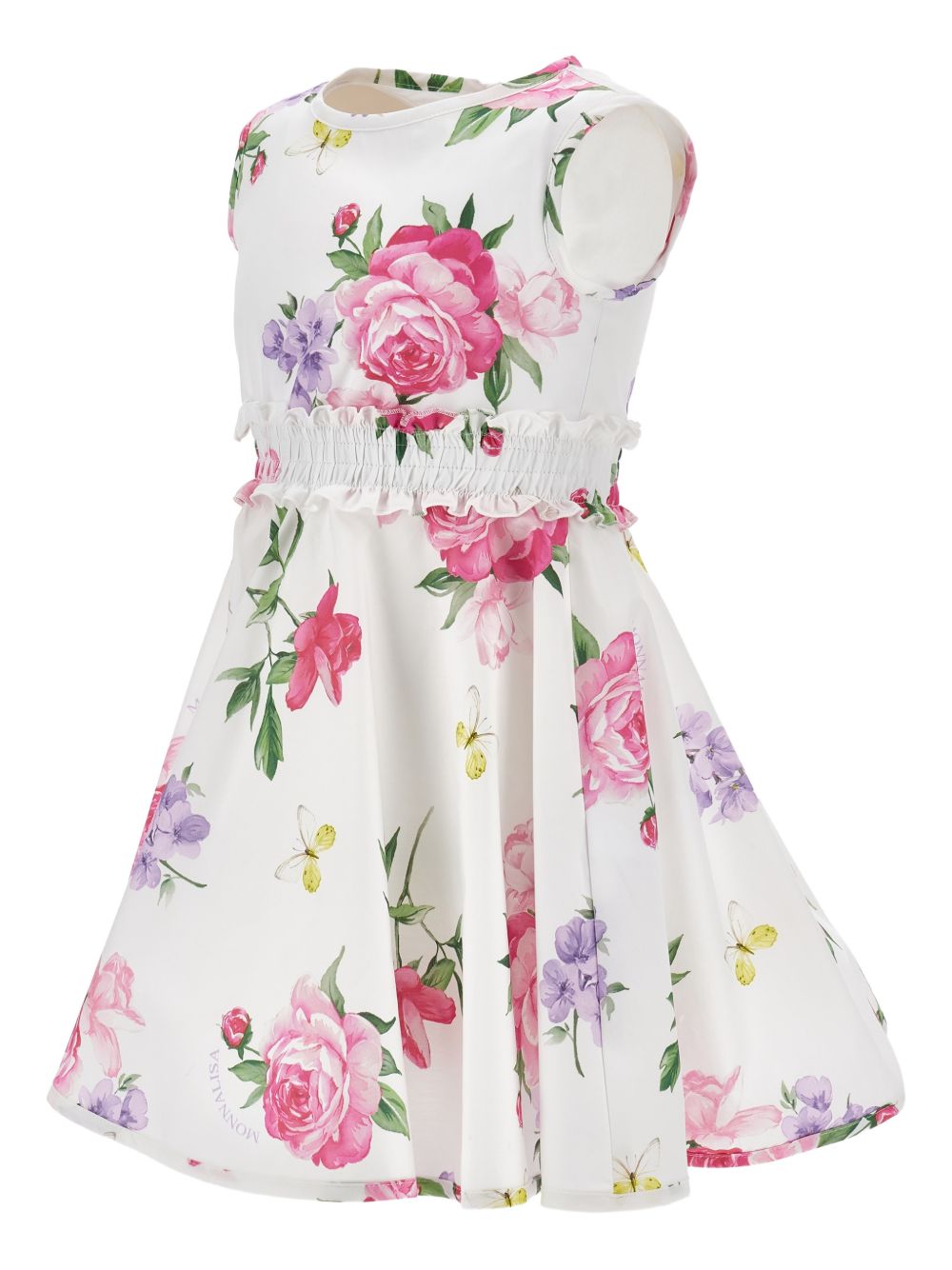 Abito per bambina Monnalisa bianco con stampa a fiori 11G908 7621 0099 MONNALISA KIDS 