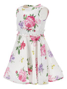 Abito per bambina Monnalisa bianco con stampa a fiori 11G908 7621 0099 MONNALISA KIDS 