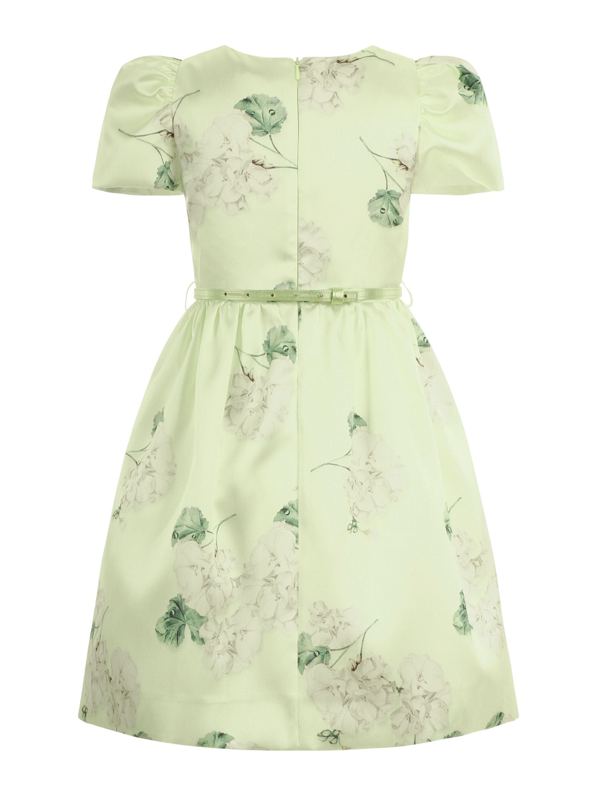 Abito per bambina Monnalisa verde con stampa grafica a fiori con cintura 71G907 7650 0020 MONNALISA KIDS 