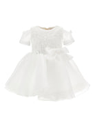 Abito per neonata Monnalisa bianco con dettaglio con fiocco 73G902 7112 0001 MONNALISA KIDS 
