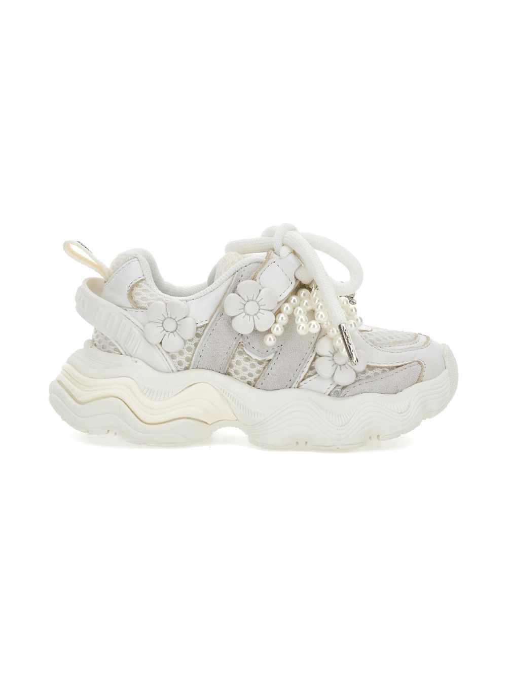 Sneakers per bambina Monnalisa bianche con applicazioni floreali 8CG004 7703 0001 MONNALISA KIDS 